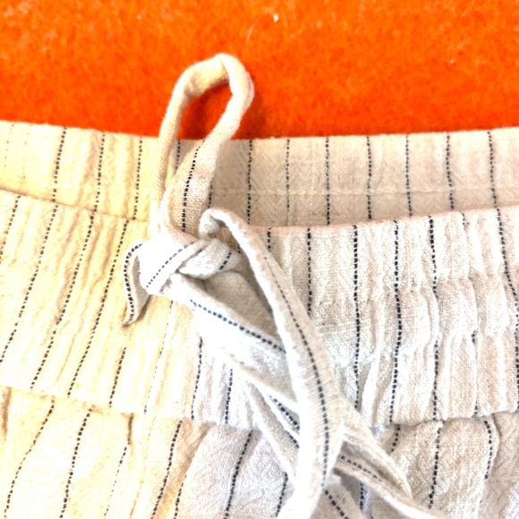 Zara light cream striped linen blend high elastic waist pants NWT - Picture 5 of 10